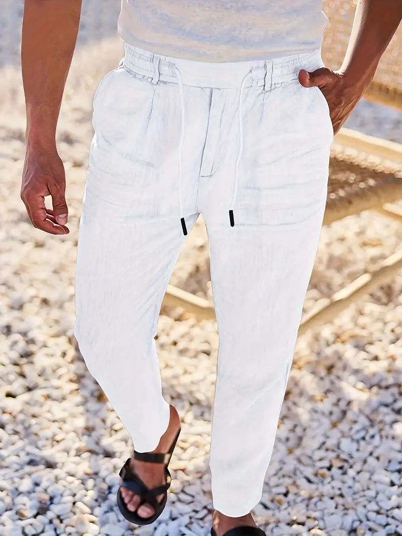 NICHOLS | WEITE LEINENHOSE MIT KORDEL