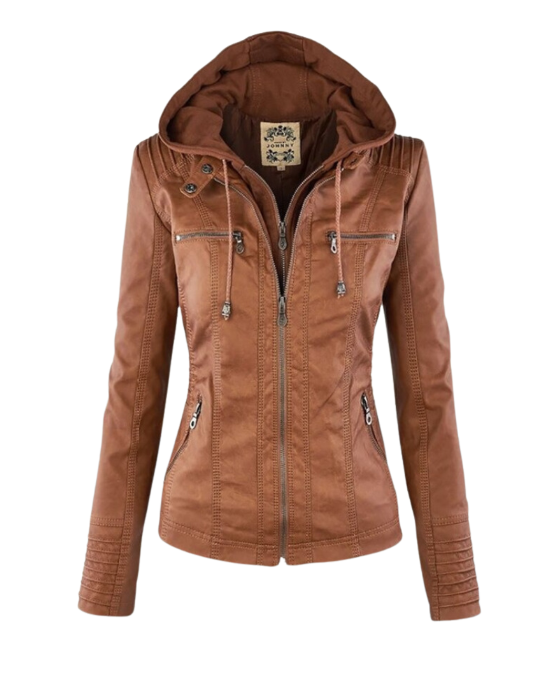 Corina | Kunstlederjacke mit Kapuze