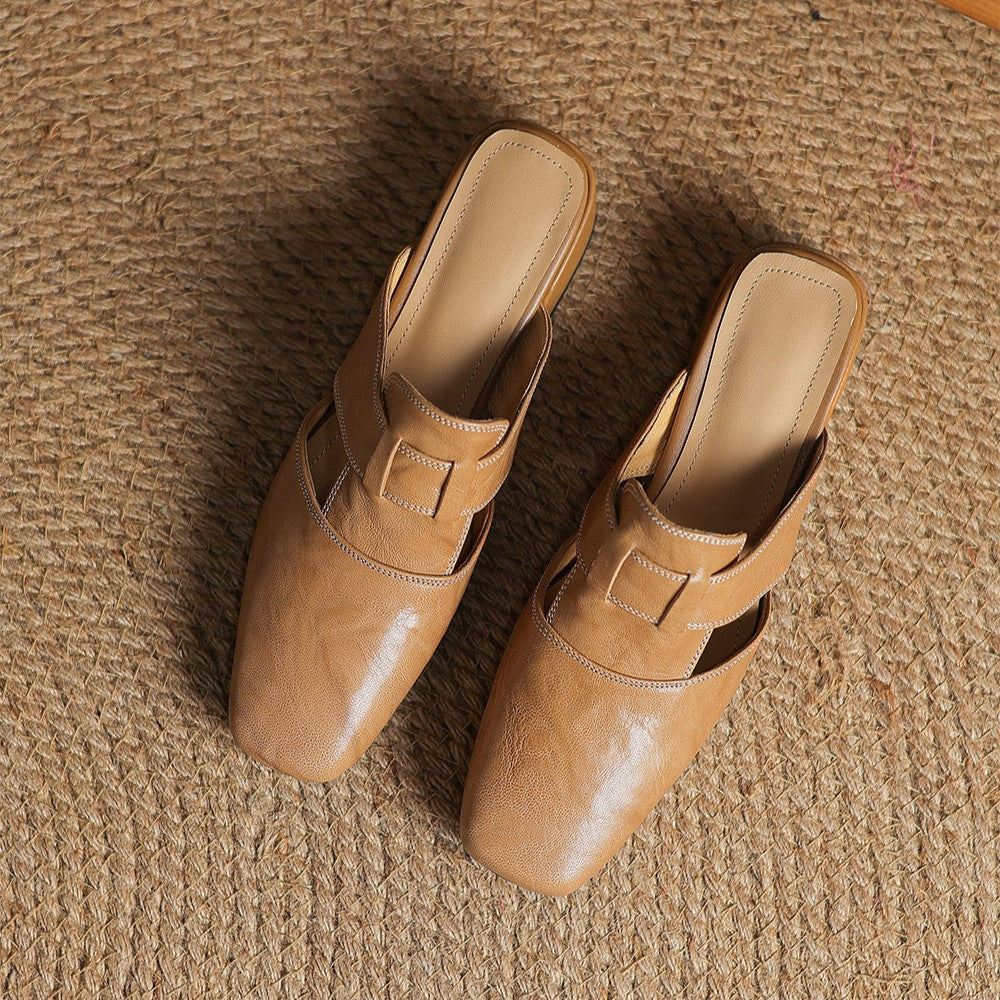 Rosel Leder-Mules mit quadrater Zehenform