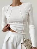 Claudia | Langarm-Top mit Rippdetails
