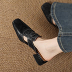 Rosel Leder-Mules mit quadrater Zehenform