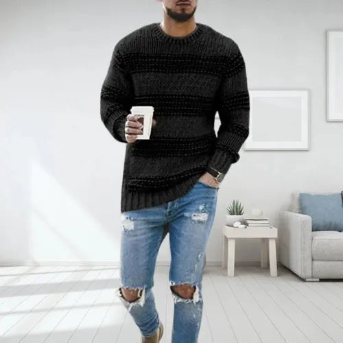 Zion | Slim-Fit Strickpullover mit Streifendesign