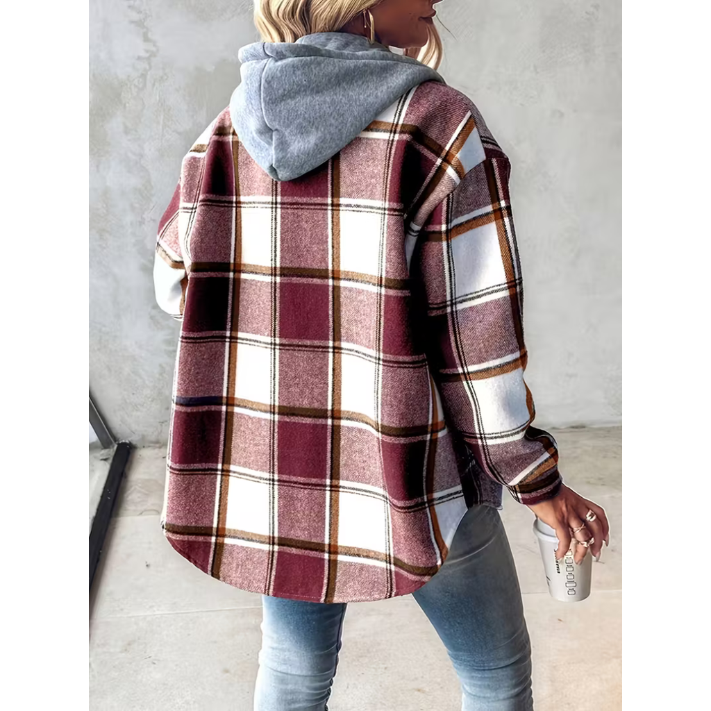 Maia | Karierte Jacke mit Lockerer Passform und Kapuze