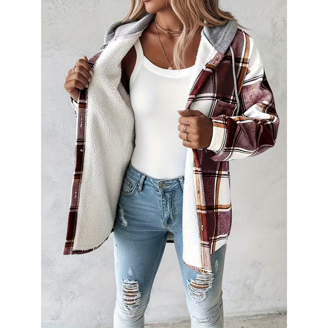 Maia | Karierte Jacke mit Lockerer Passform und Kapuze