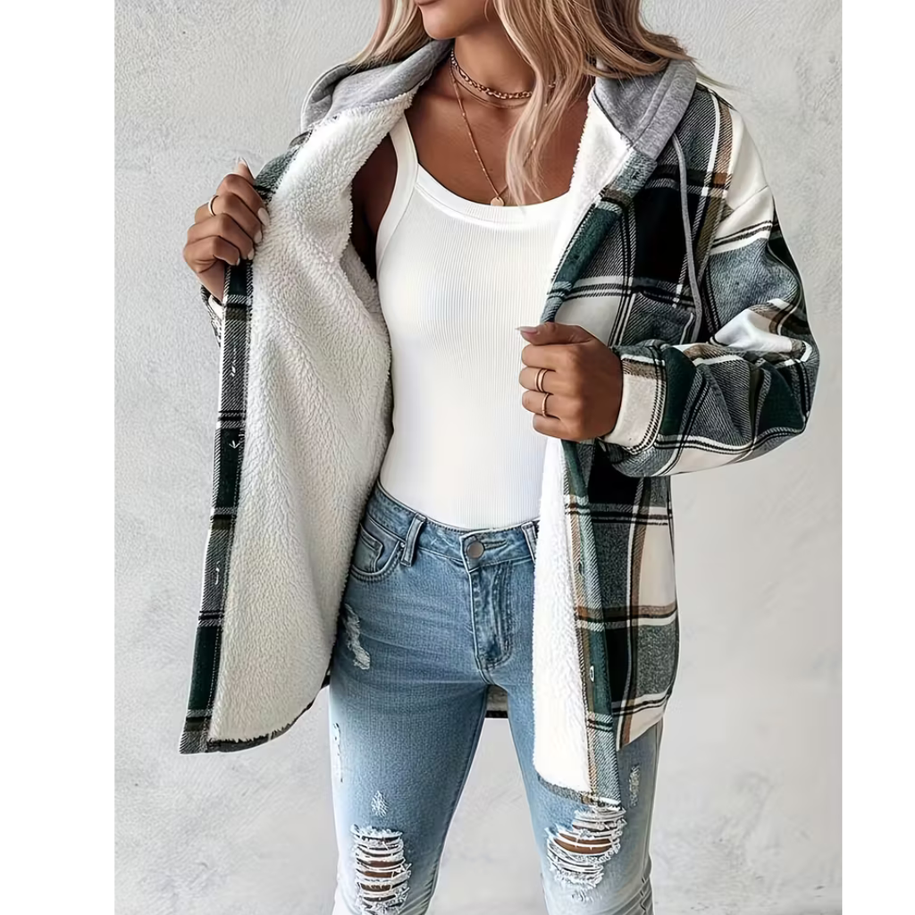 Maia | Karierte Jacke mit Lockerer Passform und Kapuze