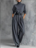 Mia – Poloshirt-Hals Gerade-Bein Jumpsuit