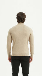Malte | Beiger Pullover mit Halb-Reißverschluss