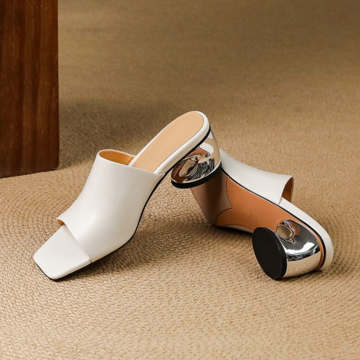 Virelle Curve Leder Mules mit Absatz