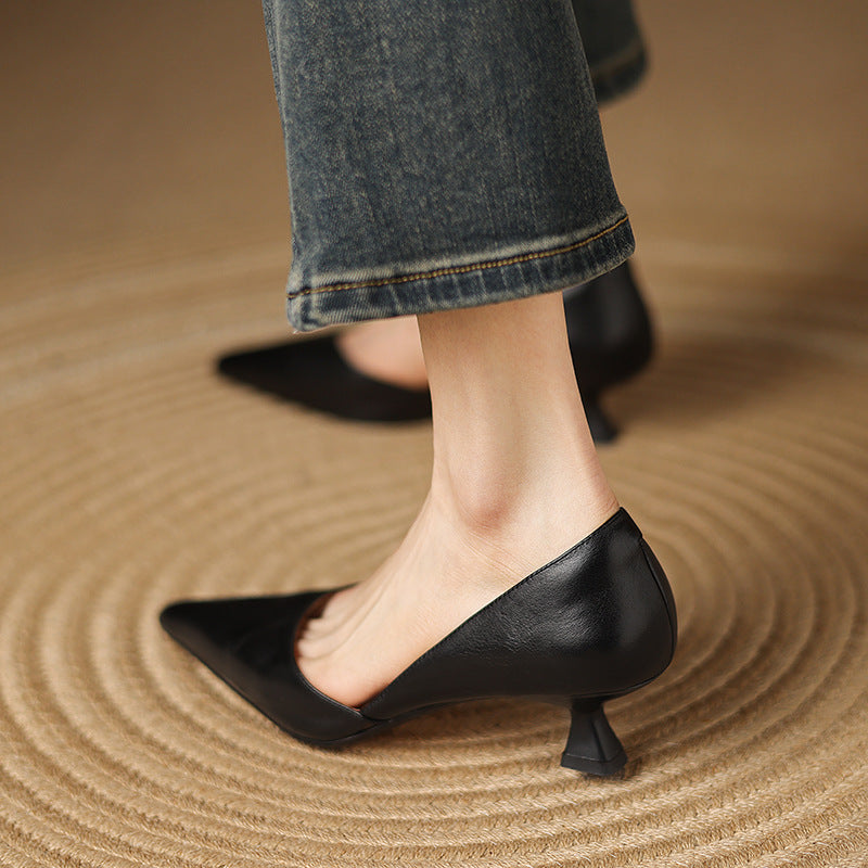 Ceyra Leder Kitten Heels