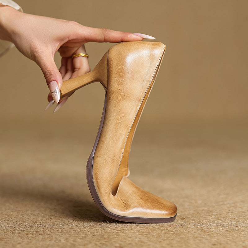 Elviera Quadratische Lederpumps