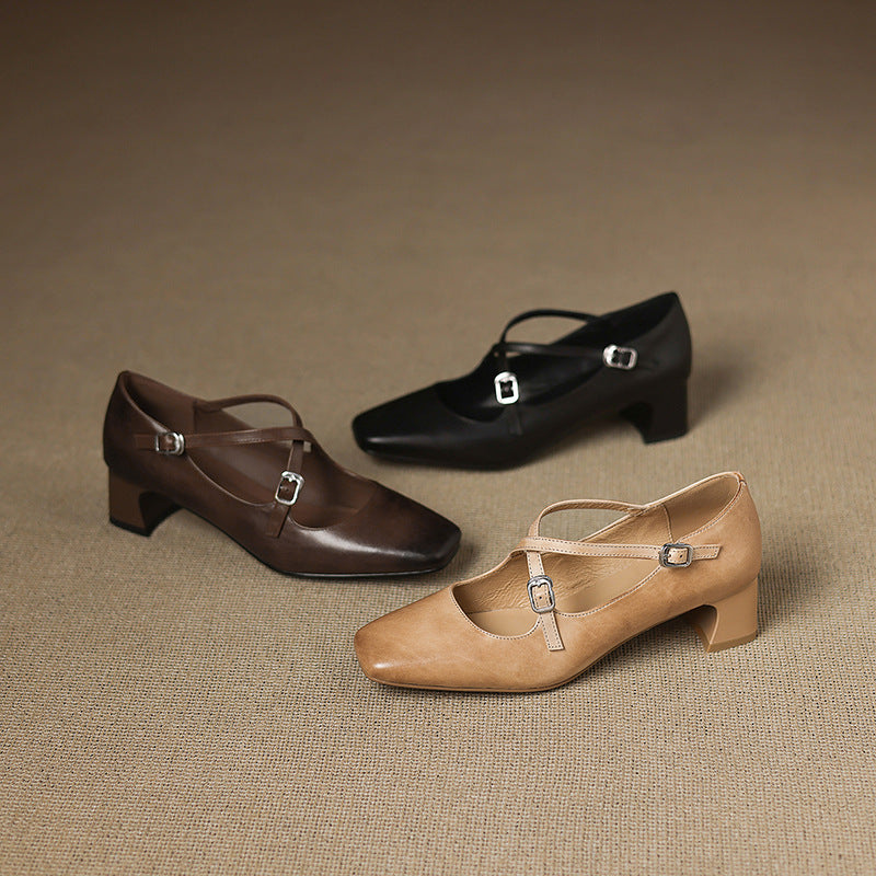 Marvane Leder Kitten Heels