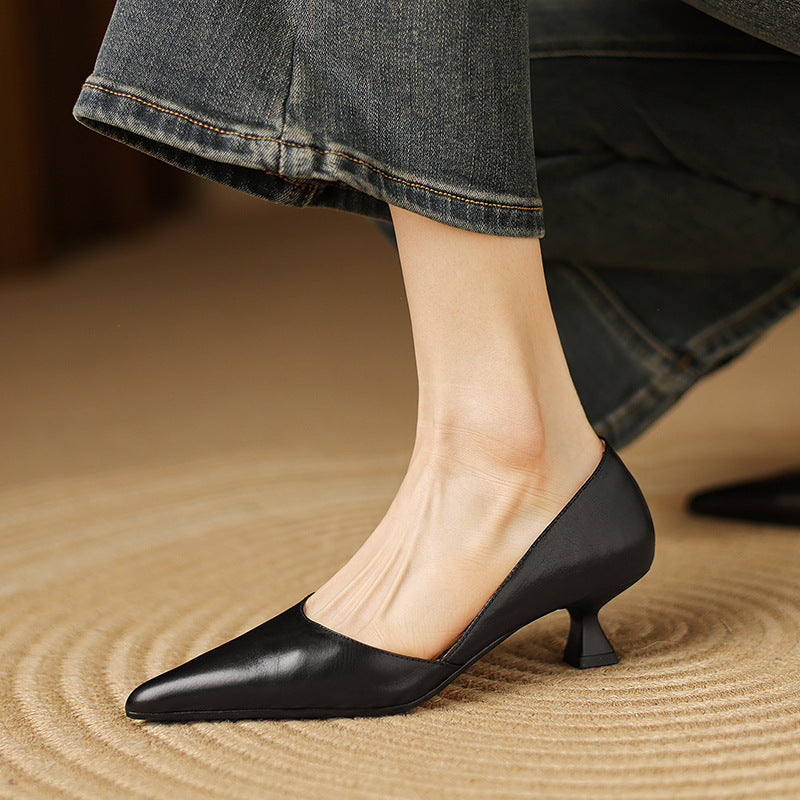 Ceyra Leder Kitten Heels
