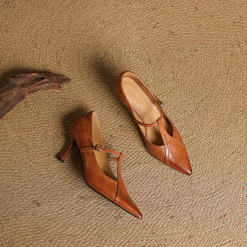 Aveline Leder T-Riemen Pumps