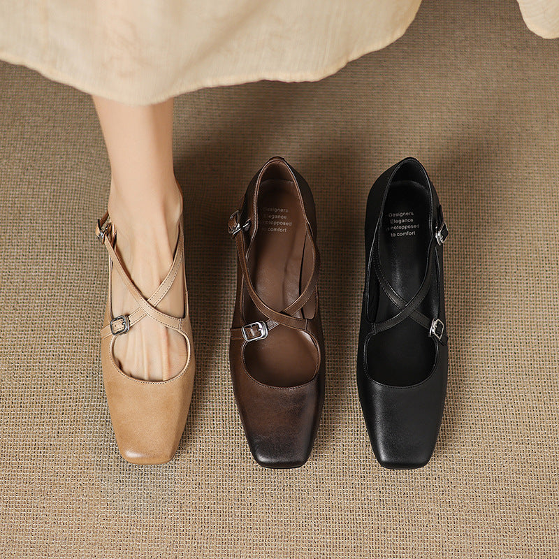 Marvane Leder Kitten Heels
