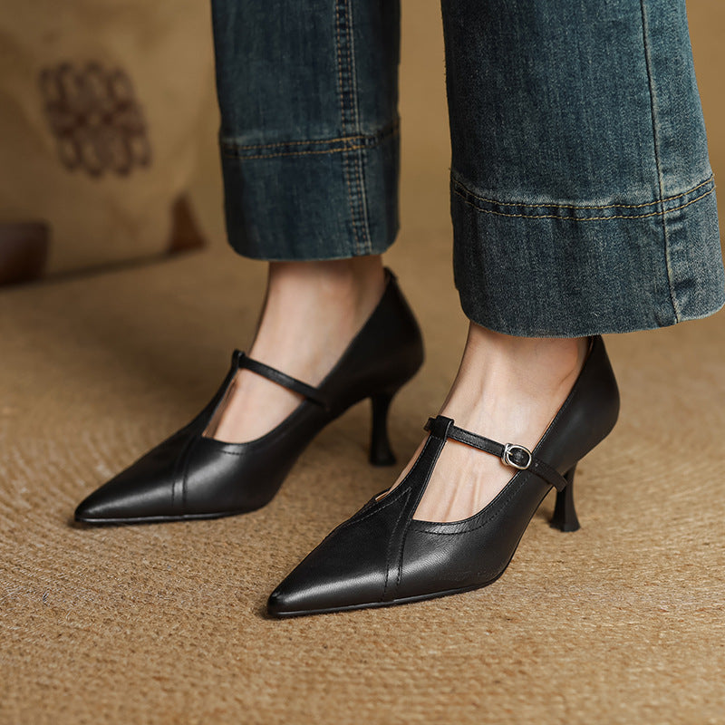 Aveline Leder T-Riemen Pumps