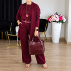 ⏳ Nur für kurze Zeit ⏰ Elegantes 3-teiliges Damen-Set mit langem Cardigan, Top & Hose 💞