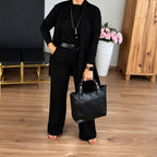 ⏳ Nur für kurze Zeit ⏰ Elegantes 3-teiliges Damen-Set mit langem Cardigan, Top & Hose 💞