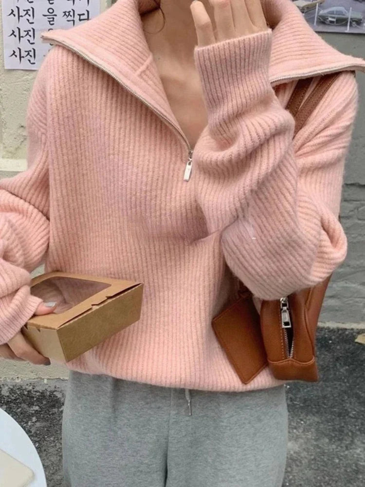 Karen | Pullover mit Kragen und Reißverschluss