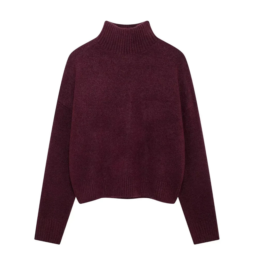 Vivian | Weinroter Pullover mit Stehkragen