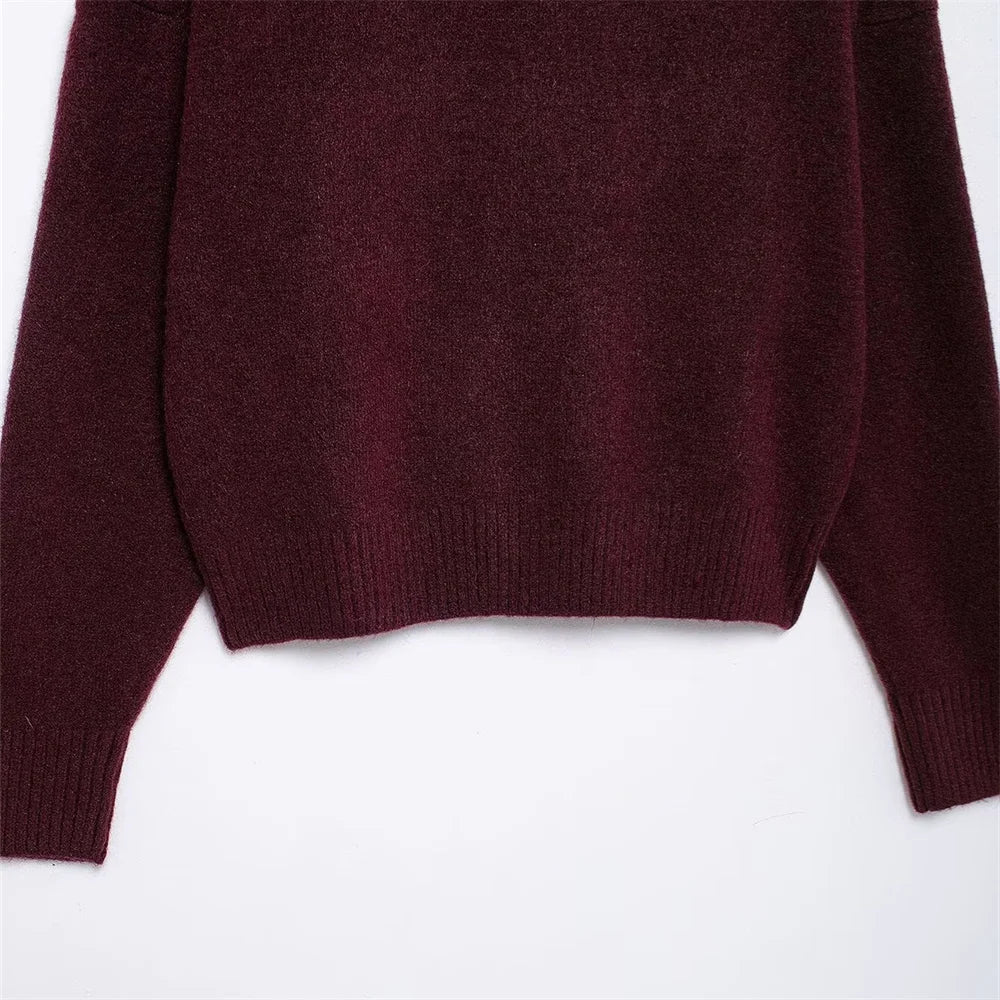 Vivian | Weinroter Pullover mit Stehkragen