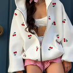 Cornelia | Weiße Jacke mit Kirschdesign