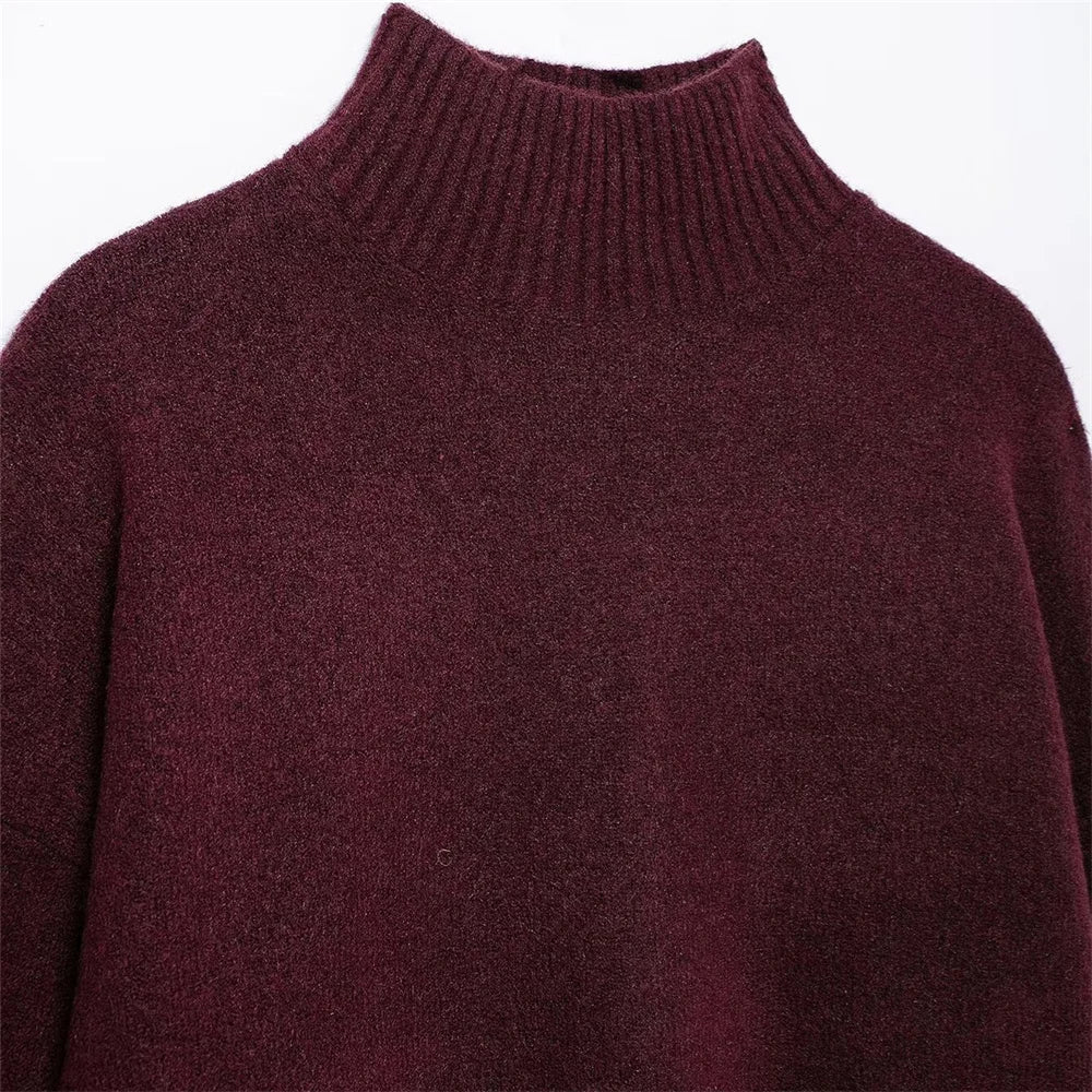 Vivian | Weinroter Pullover mit Stehkragen
