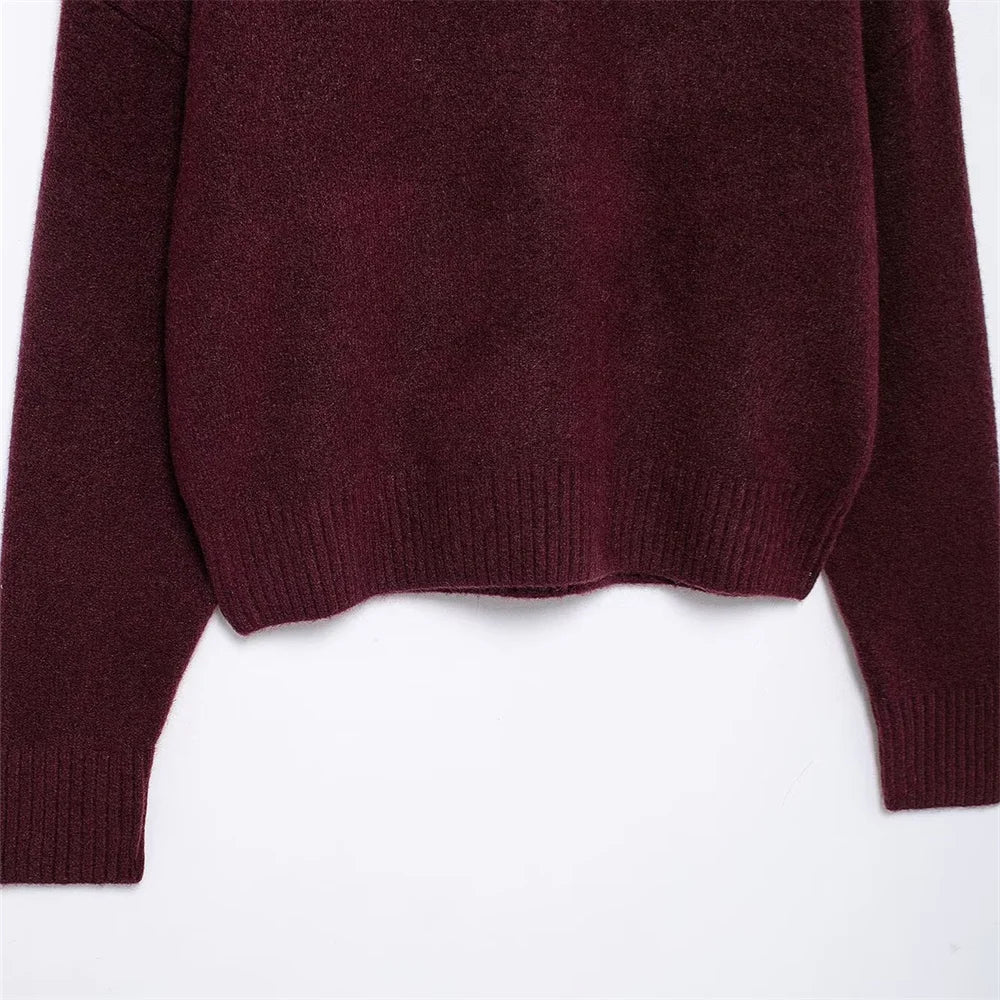 Vivian | Weinroter Pullover mit Stehkragen
