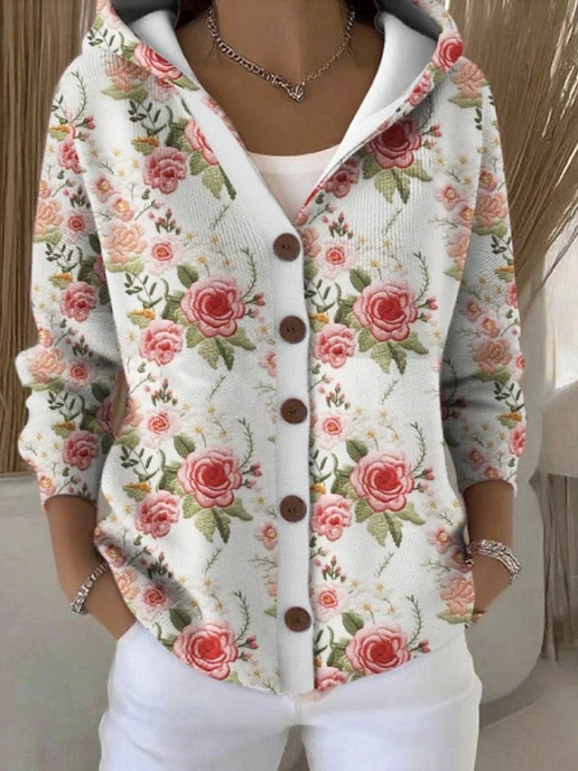 Ariya | Mehrfarbige Strickjacke mit Kapuze