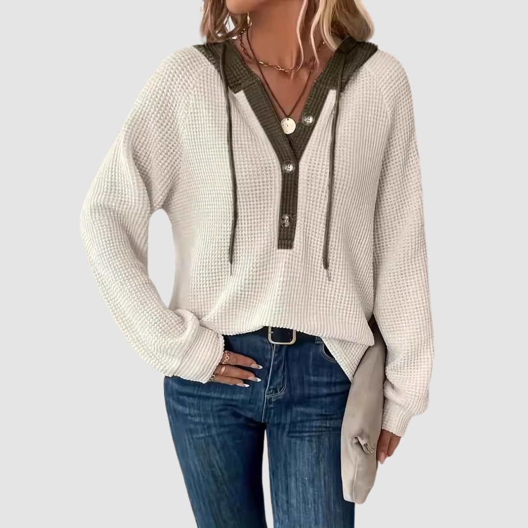 Trish™ Premium Gestrickter Langarm-Hoodie