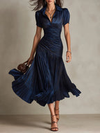 Florenz | Vintage Elegantes Chiffon Maxikleid