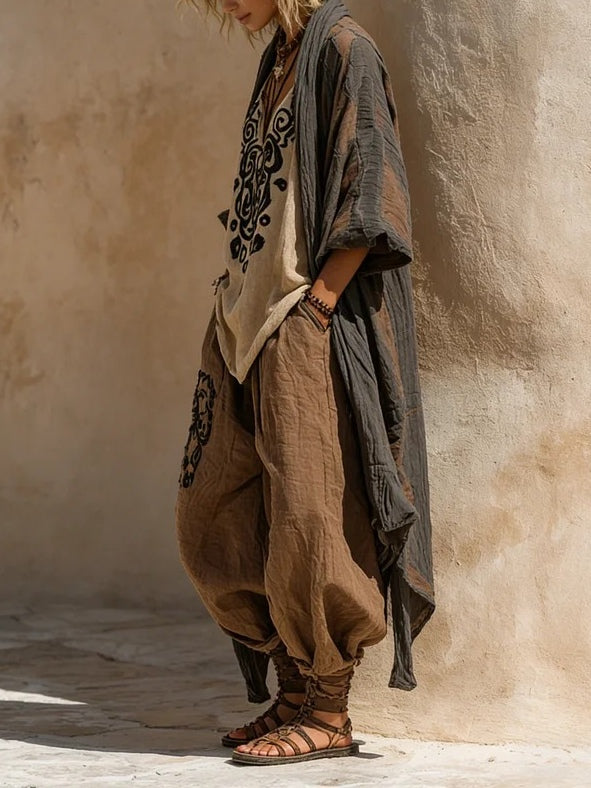 Margaret | Nomadisches Bohemian Kunstdruck Drei-Teile Set Outfit