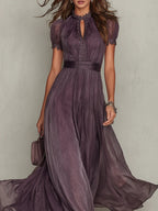 Olivia | Vintage Elegantes Chiffon Maxikleid