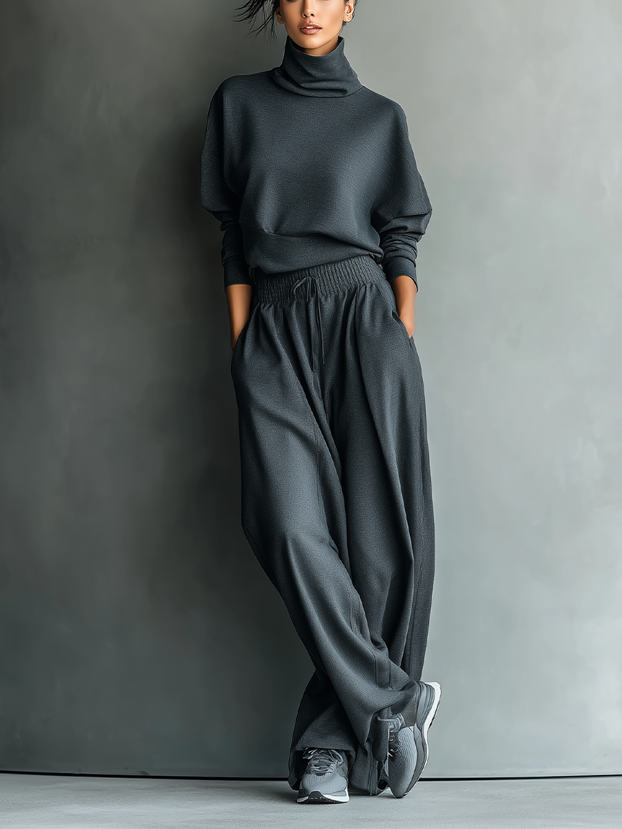 Emma | Strick Set Stehkragen Weite Hose