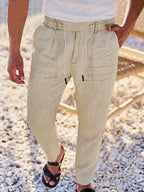 NICHOLS | WEITE LEINENHOSE MIT KORDEL