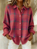 Rowena | Karierter Strick-Cardigan mit Knopfleiste