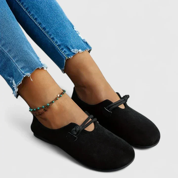 Reah | Trendiger Flacher Loafer mit Kordelriemen