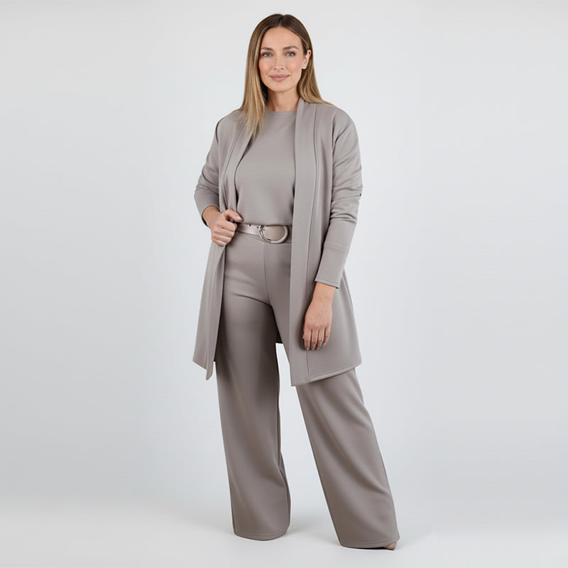 ⏳ Nur für kurze Zeit ⏰ Elegantes 3-teiliges Damen-Set mit langem Cardigan, Top & Hose 💞