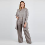⏳ Nur für kurze Zeit ⏰ Elegantes 3-teiliges Damen-Set mit langem Cardigan, Top & Hose 💞