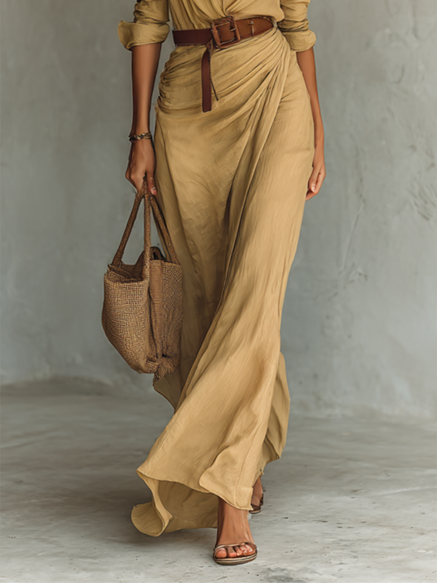 Maxikleid Reverskragen Langarm