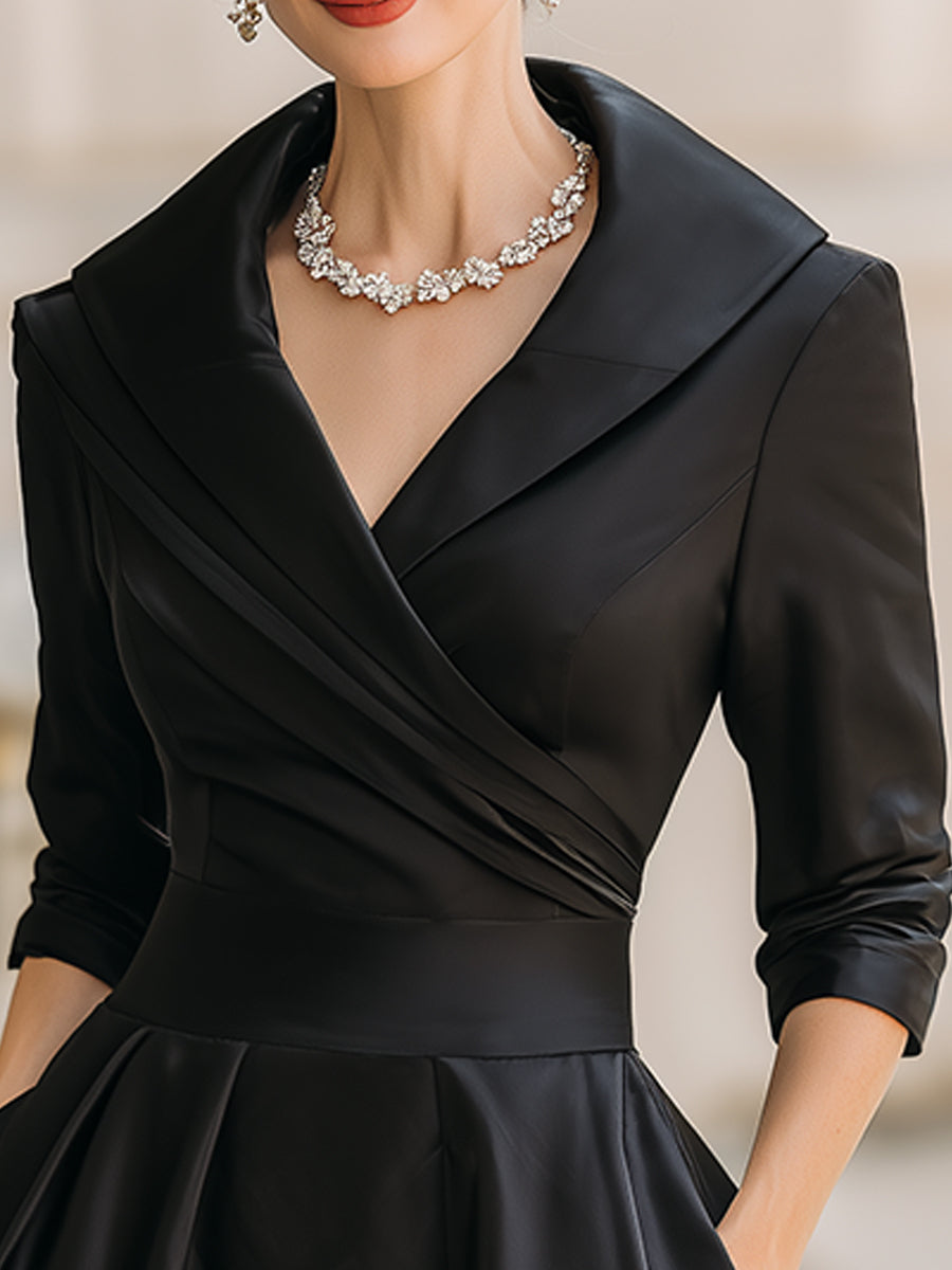 Dharmay | Elegantes Langarm-Midikleid