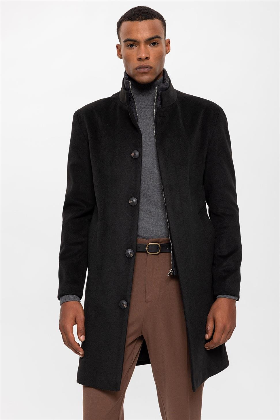 Stellan | Mantel mit Hohem Kragen für Elegante Looks