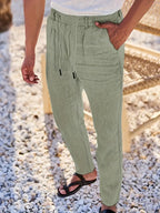 NICHOLS | WEITE LEINENHOSE MIT KORDEL