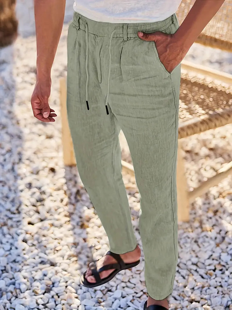 NICHOLS | WEITE LEINENHOSE MIT KORDEL