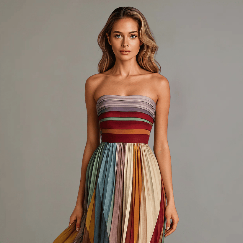 Lina | Farbenfrohes Ärmelloses Maxikleid