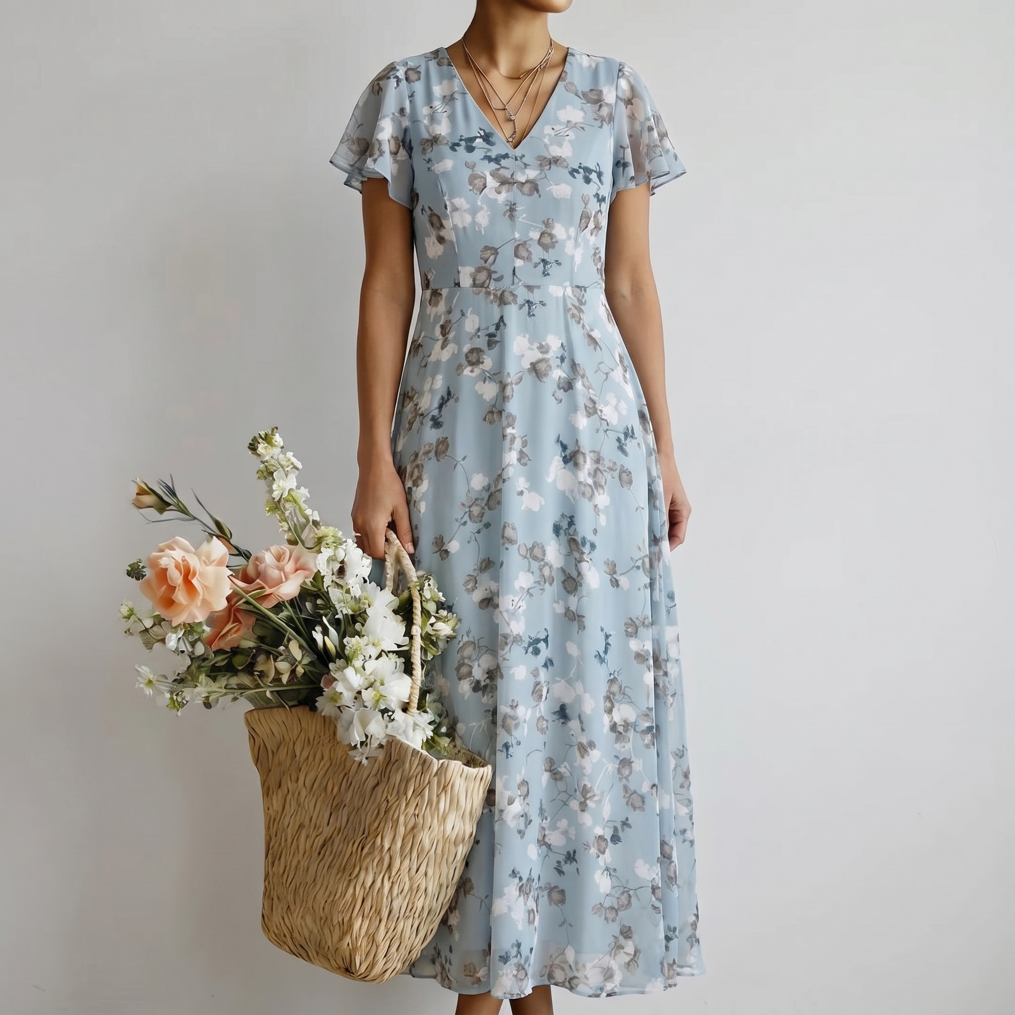 ISMERIA | FLORAL CHIFFON MAXIKLEID