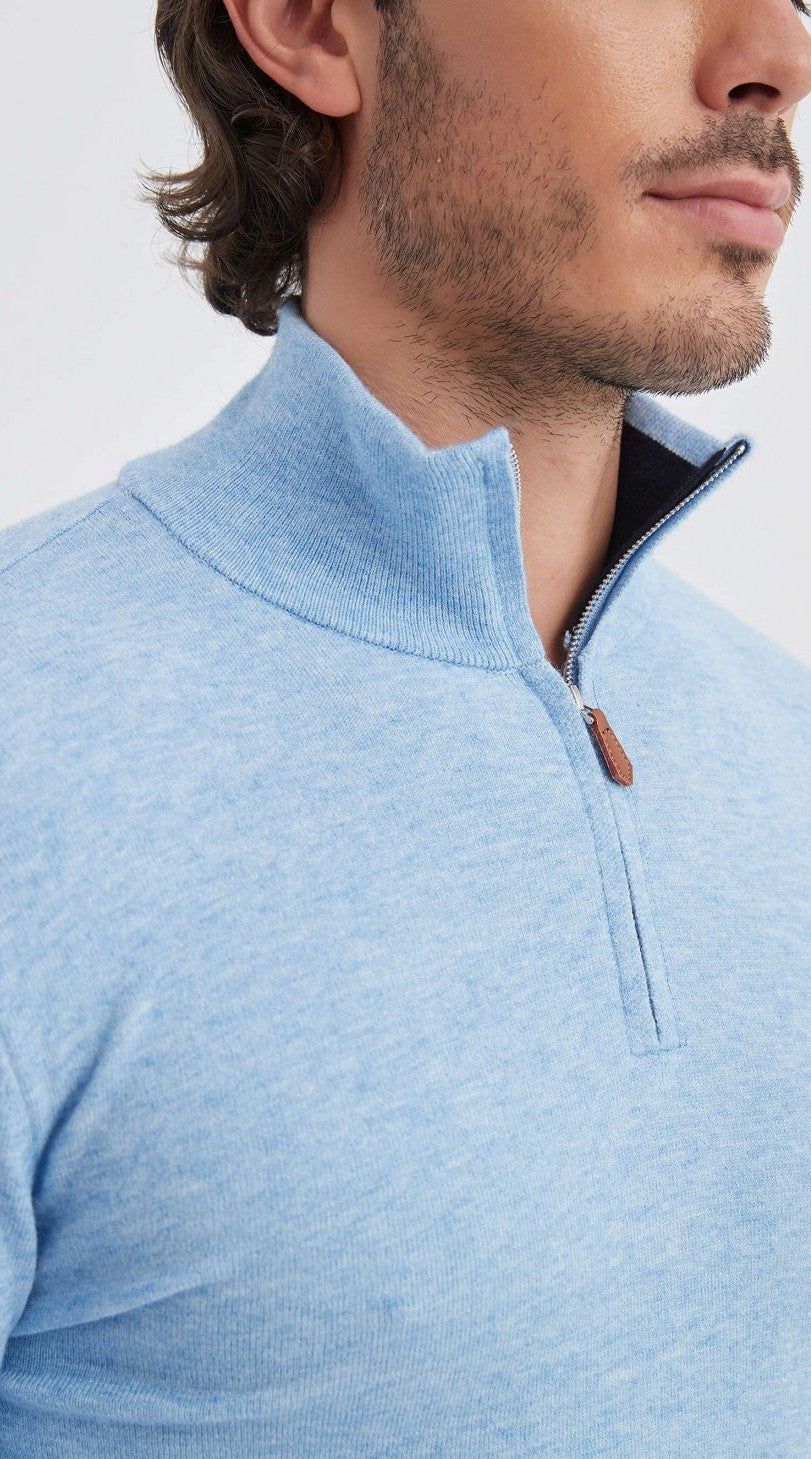 Ludvig | Hellblaues Sweatshirt mit Halbzipper
