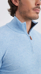 Ludvig | Hellblaues Sweatshirt mit Halbzipper