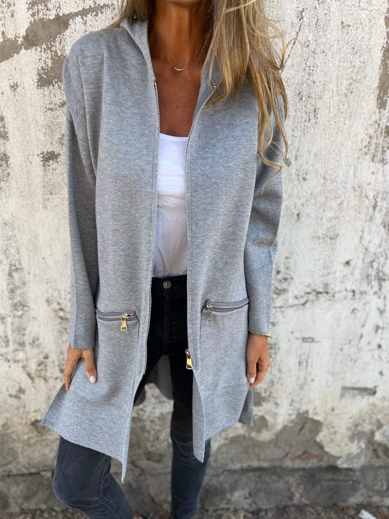 Lena | Langärmlige Strickjacke mit Reißverschluss