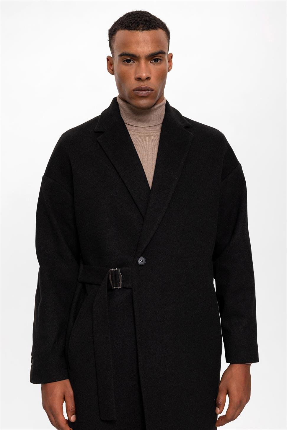 Alvar | Oversized Mantel mit Taillengürtel