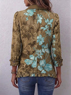 Annette | Boho-Jacke mit Farbverlauf, Vintage-Blumenmuster und Rüschen